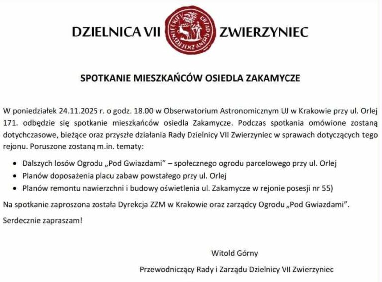 Spotkanie dla mieszkańców -Zakamycze