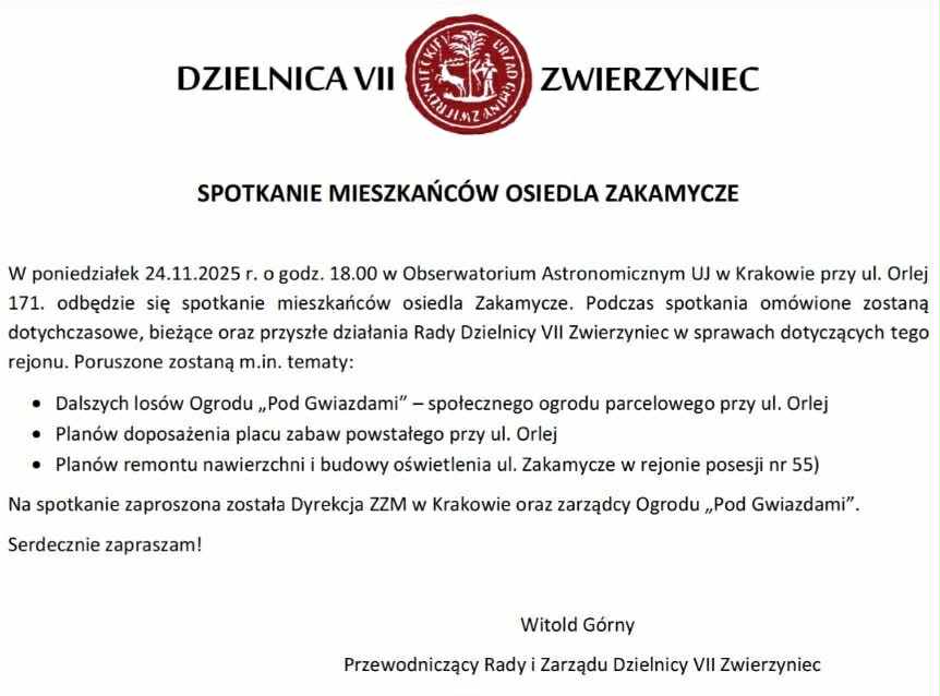 Spotkanie dla mieszkańców -Zakamycze